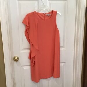 Coral One-Shoulder Ruffle Dress-NWOT